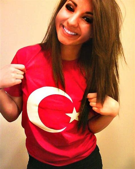 Beautiful Turkish Girl With Turkish Flag Femininity Beauty Turkish Flag Girl