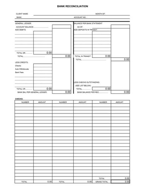 Business Bank Reconciliation Template Sample Template