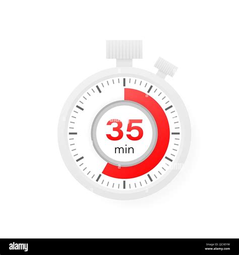 The 35 Minutes Timer Stopwatch Icon In Flat Style Stock Vector Image
