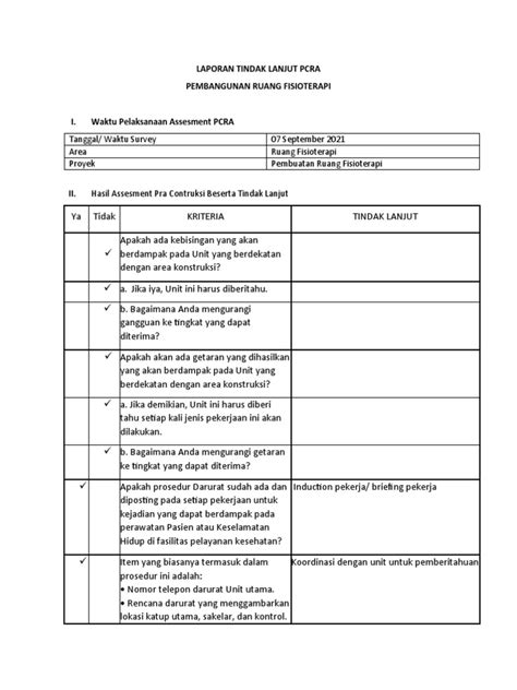 Contoh Laporan Tindak Lanjut Pcra Fisoterapi Pdf