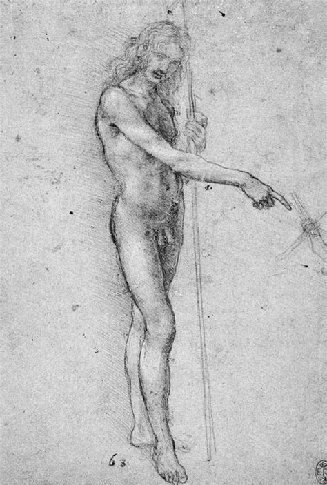 Leonardo Da Vinci Study Of A Male Nude Silver Point On Blue Prepared