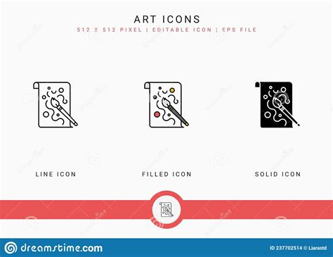 Art Icons Set Vector Illustration With Solid Icon Line Style Color