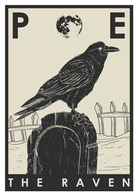 The Raven Art Print Edgar Allen Poe Literary Poster Edgar Allen Poe