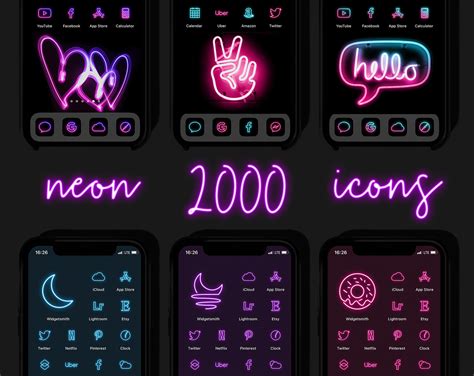 Neon App Icons Aesthetic Ios Icons Iphone Icon Pack Neon Etsy Ireland