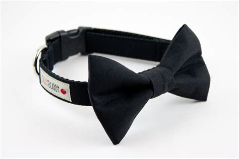 Solid Black Dog Bow Tie Collar