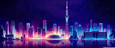 Free Download City Illustration Ultra Hd Desktop Background Wallpaper
