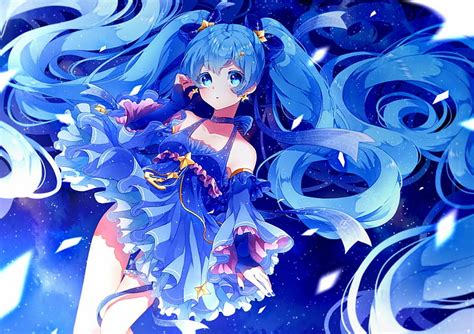 Hd Wallpaper Anime Anime Girls Blue Dress Blue Eyes Blue Hair