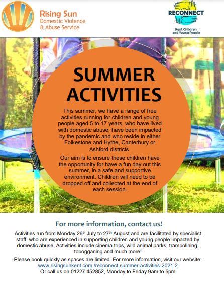 Reconnect Summer Activities 2021 Rising Sun