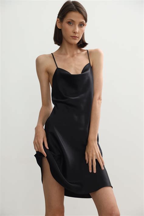 Short Silk Slip Dress Black Mini Slip Dress Black 100 Silk Etsy
