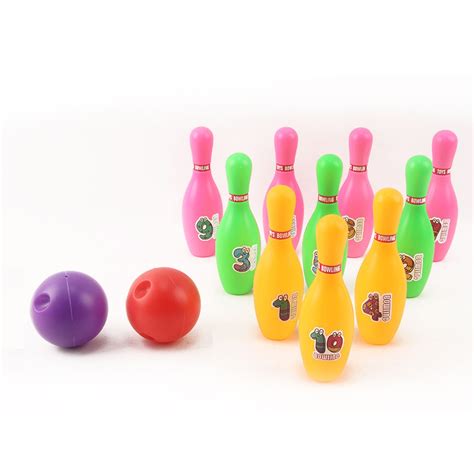 12 Pieces Deluxe Toy Bowling Play Set Includes 10 Pins And 2 Balls