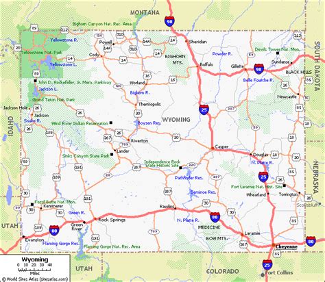 Wyoming County Map With Cities Wyoming Pet Friendly Road Map By 1