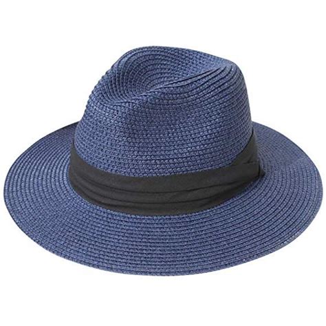 Lanzom Women Wide Brim Straw Panama Roll Up Hat Fedora Beach Sun Hat