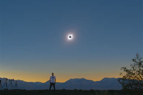 Selfie With The Total Solar Eclipse Next To The Andes Mountains Sky
