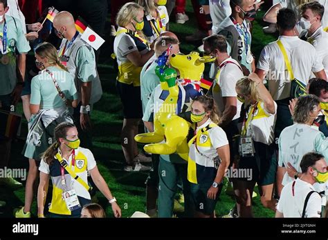 Members Of The Australian Olympic Team Carry Boxing Kangaroo During The