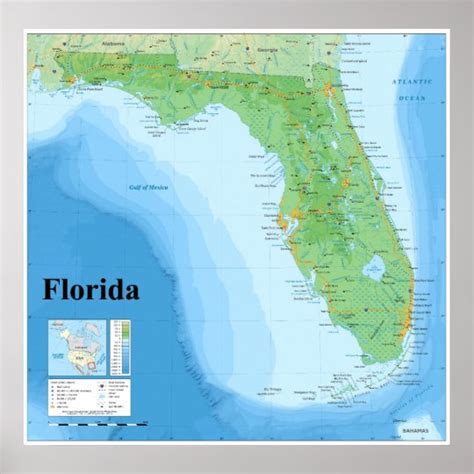 Topographic Map Of The American State Of Florida Poster Zazzle