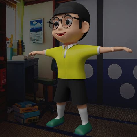 Japanese Boy And Glasses Anime Child Cartoon Character 3d
