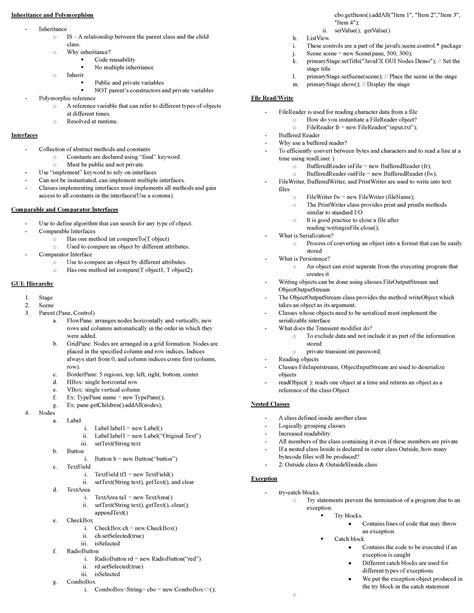 Cheat Sheet V 4 Lecture Notes Inheritance And Polymorphism Inheritance O Is A Relationship