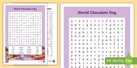 World Chocolate Day Word Search Teacher Made Twinkl