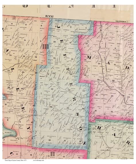 jefferson ohio 1875 old town map custom print scioto co old maps