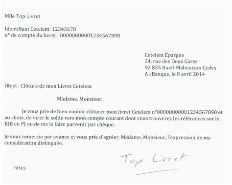 Lettre Cloture Compte Bancaire Gratuit Modele De Lettre Type