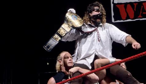Cactus jack and mikey whipwreck defeated chris kanyon and dino sandoff by disqualification to retain the title. #7: The Rock vs. Mankind - WWE History