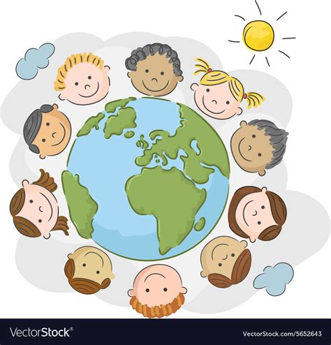 Multicultural Children On Planet Earth Royalty Free Vector
