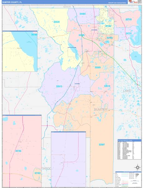 Sumter County Fl Wall Map Color Cast Style By Marketmaps Mapsales