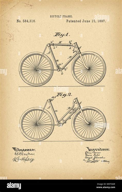 1897 Patent Velocipede Bicycle History Invention Stock Photo Alamy