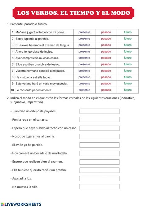Verbos Online Worksheet For Quinto De Primaria You Can Do The Exercises Online Or Download The