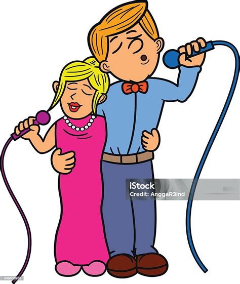 Couple Duet Singer Cartoon Illustration Stock Illustration Download Image Now Adult Arts