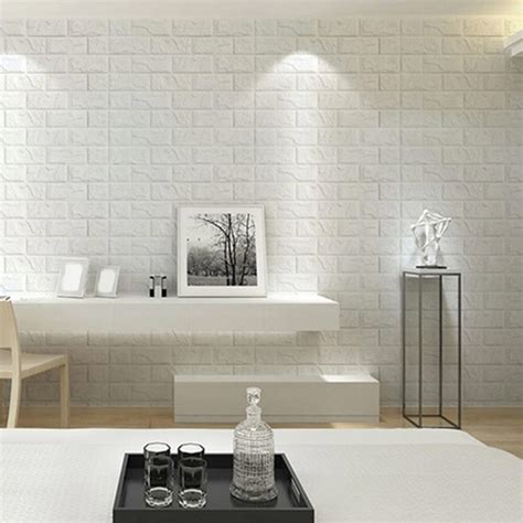 Nk 3d White Brick Wallpaper Peel And Stick Panels For Bathroom Living