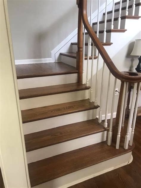 Refinished Walnut Stairs With Stain Minwax Provincial White Painted