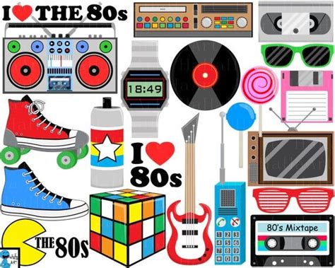I Love The 80s V1 Digital Clipart Clip Art Graphics Personal Use