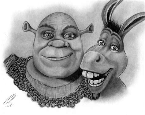 Shrek And Donkey By Paul Mcmichael ©2007 Disney Character Sketches Art