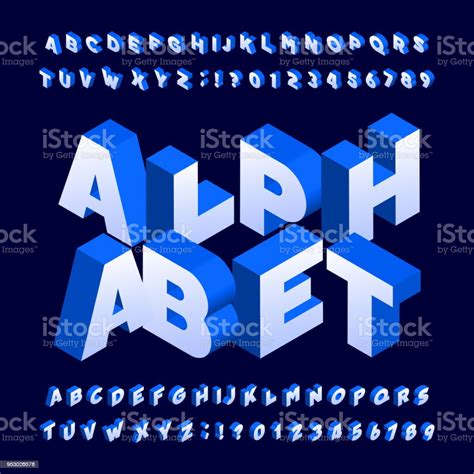 Isometric Alphabet Font Threedimensional Effect Bold Letters Stock