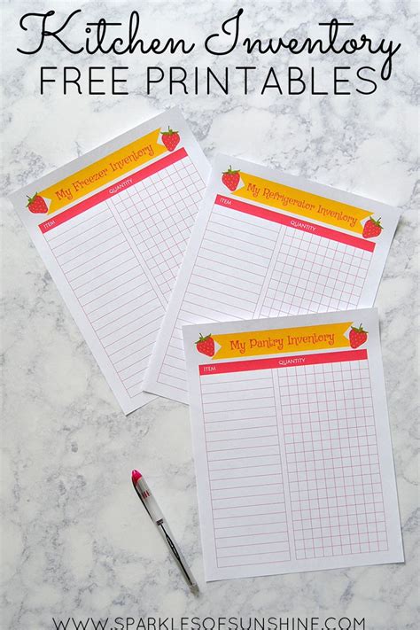 You'll throw away stuff that has. Kitchen Inventory Free Printables | Pantry inventory ...