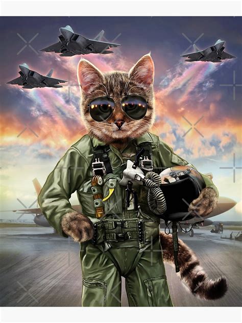Cat As Air Force Jet Fighter Pilot Metal Print For Sale By Fox