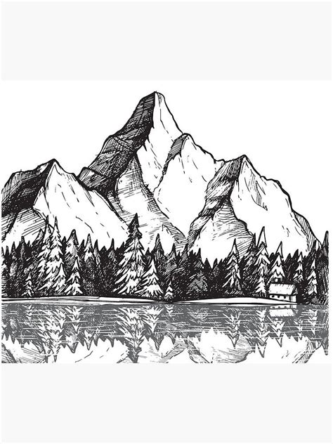 Mountain Range With Trees Drawing Mountain Climbing Rock Tree