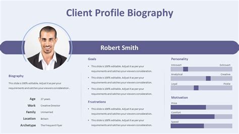 Client Profile Biography Powerpoint Template Biography Templates