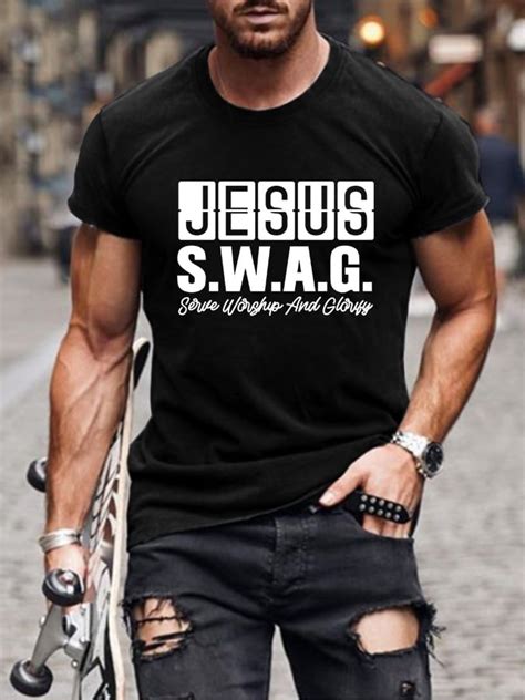 jesus swag serve worship and glorify print short sleeve t shirt