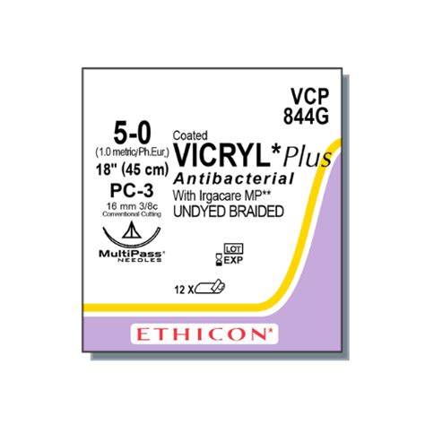 50 Coated Vicryl Plus Antibacterial Undyed 45cm Pc 3 12pcs