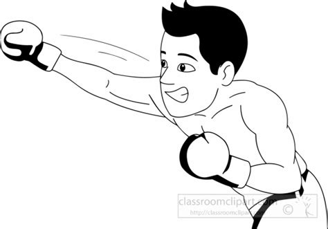 Sports Clipart Black White Boxing Man Punching In Boxing Match Clipart