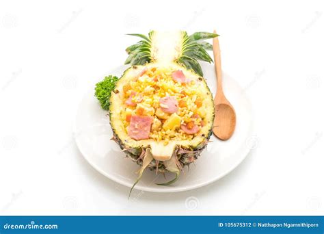Gebratener Reis Der Ananas Mit Schinken Stockfoto Bild Von Frisch