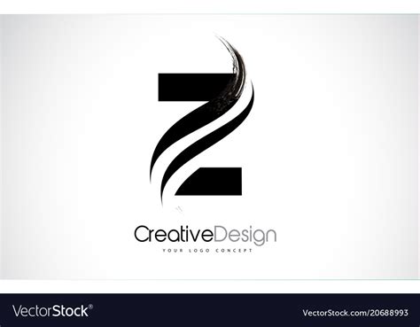 Z Letter Logo Design Brush Paint Stroke Royalty Free Vector