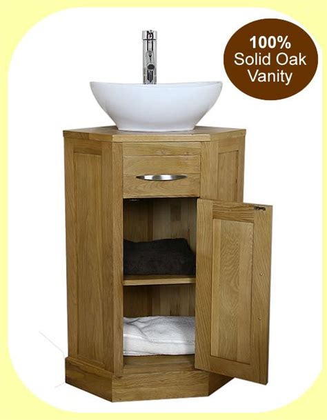 Oak Corner Bathroom Vanity Unit Small Cloakroom Sink Bathroom Vanity