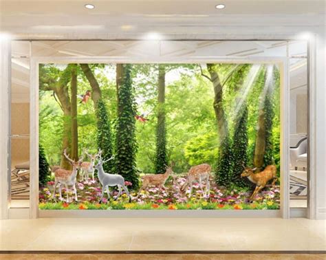 Beibehang Nature Landscape Tranquil Forest Deer Photo Wall Mural