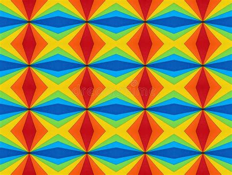 A Colorful Pattern Of Multi Colored Repeating Geometric Shapes Stock