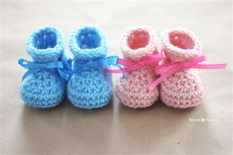 Crochet Newborn Baby Booties Pattern Repeat Crafter Me