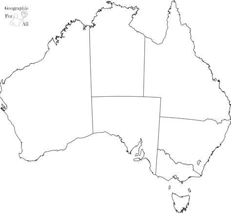 Australia Mapa Konturowa Do Wydrukowania Dla Dzieci Mapa Geografia My