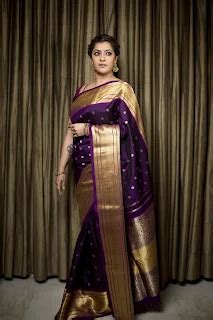 Actress Varalaxmi Sarathkumar Cute Stills In Silk Saree